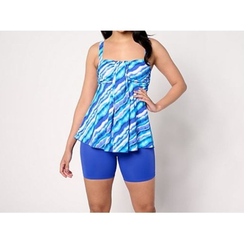 Kim Gravel Size 8 Electric Blue Fly Away Tankini & 5" Boy Shorts A629543 NWOT